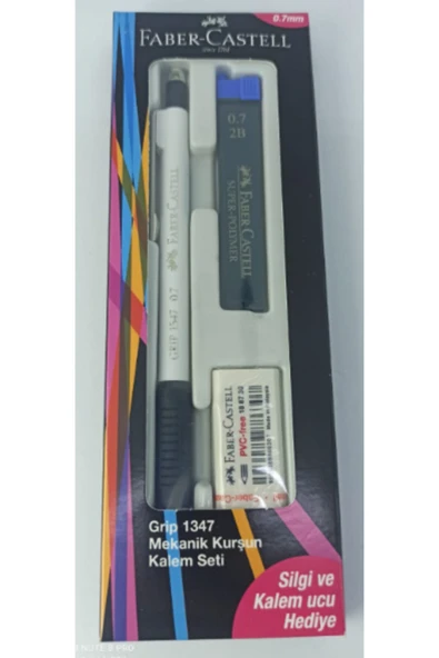 Faber Grip 1347 Beyaz 0.7mm Kalem-silgi-uç ürün görseli 1