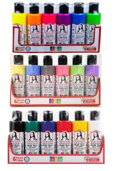 18 Renk Akrilik Boya Chalky+Neon+Normal (Sd X17+ Sd1006) ürün görseli 1