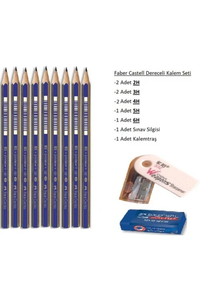 Faber-castell Resim Kalemi Faber Dereceli Kalem Seti Karakalem Seti 6h 5h 4h 3h 2h 8'lü Set ürün görseli 1