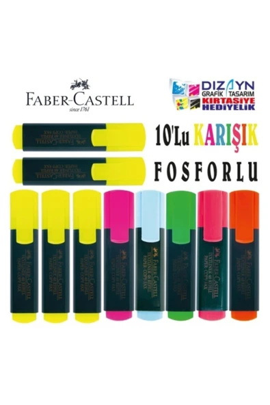 Fosforlu Kalem 10lu 5sarı+5karışık ürün görseli 1