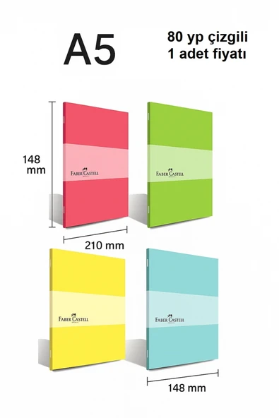 Faber-castell Pp Kapak Pastel Dikişli Defter 80 Yaprak Çizgili A5 ürün görseli 1