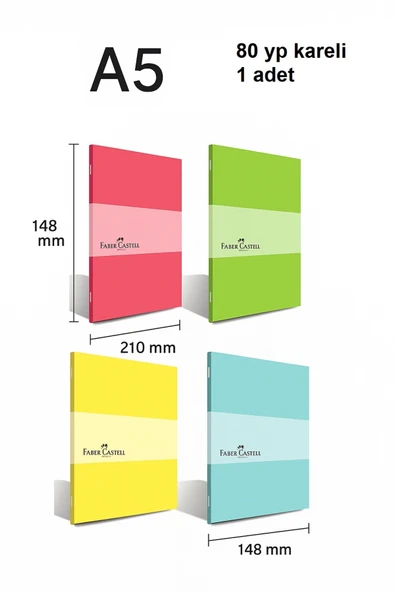 Faber Pp Kapak Pastel Dkş.A5 80Yp.Kareli Yl 000151 / ürün görseli 1