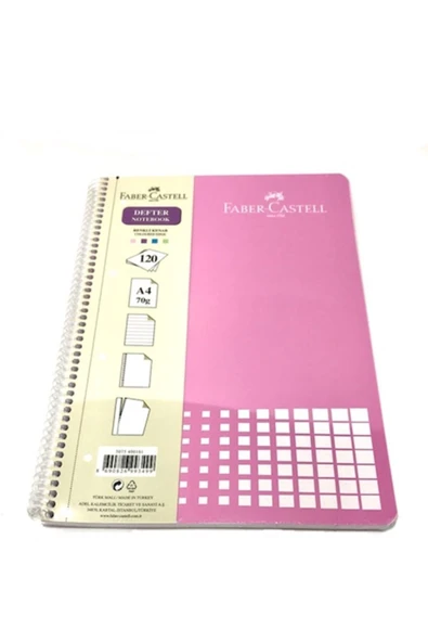 Faber Pp Kapak A4 70gr 120 Yp Pembe Çizgili Defter ürün görseli 1
