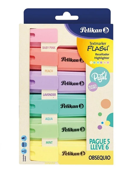 Fosforlu Kalem Pastel Renkler 6'lı Paket ürün görseli 1