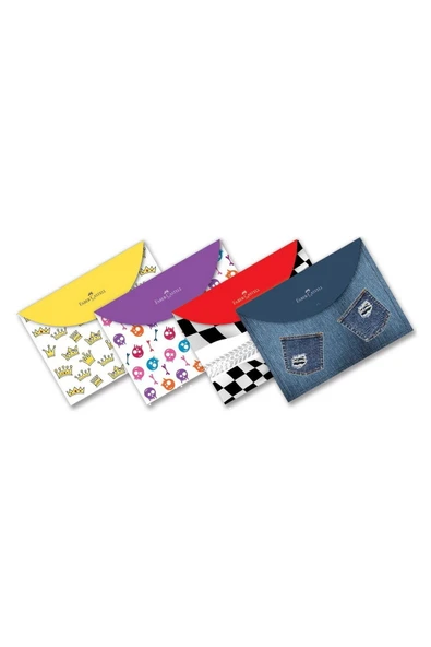 Faber Trendy Çıtçıtlı Dosya Desenli (5075000085) 4 Lü Paket ürün görseli 1
