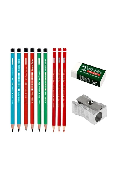 Faber-castell Kurşun Kalem Seti +silgi+kalemtraş ürün görseli 1