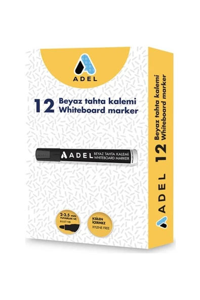 Adel Beyaz Tahta Kalemi 12 Li Siyah/dolmaz . Model ürün görseli 1