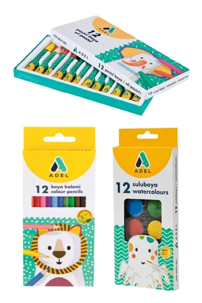 Adel Kalemcilik Suluboya+pastel Boya+kuru Boya 3lü Set ürün görseli 1