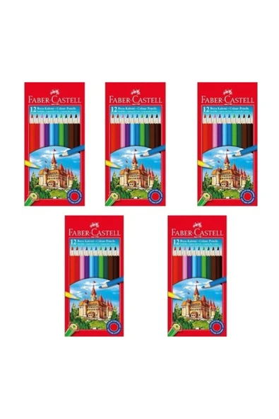 Faber-castell Karton Kutu Boya Kalemi 12 Renk Tam Boy 5 Adet ürün görseli 1