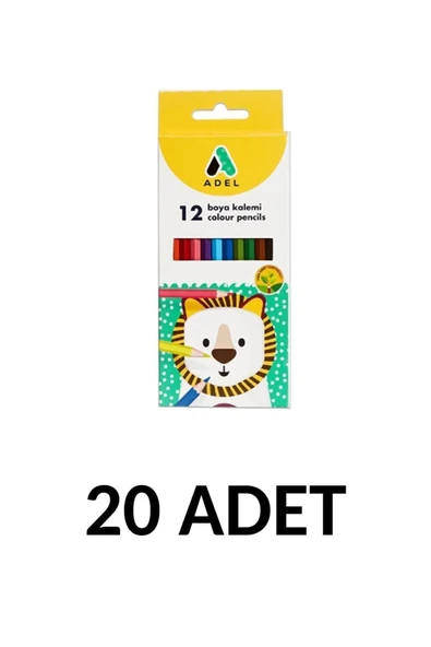 20 Adet Kuru Boya Kalemi 12 Renk Tam Boy ürün görseli 1