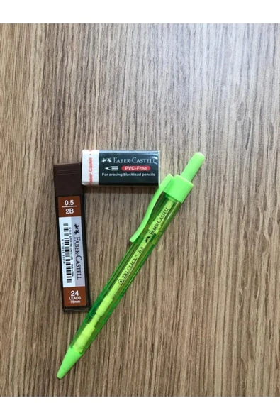Tri Click 0.5mm Uçlu Kalem-silgi-uç Seti Yeşil ürün görseli 1