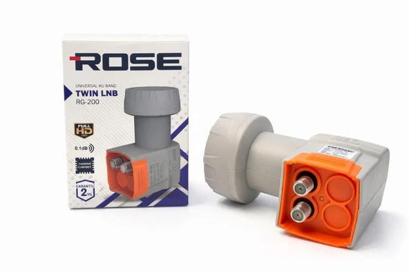 Rose RG-200 Twin LNB Çift Çıkışlı Unıversal 0,1 dbB Full HD 4K Uyumlu Uydu LNB ürün görseli 1