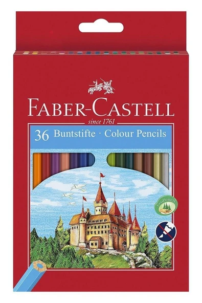36 lı Kuru Boya Kalemi Karton Kutu 1 Paket 36 Renk Faber Kuruboya Tam Boy Renkli Kalem ürün görseli 1