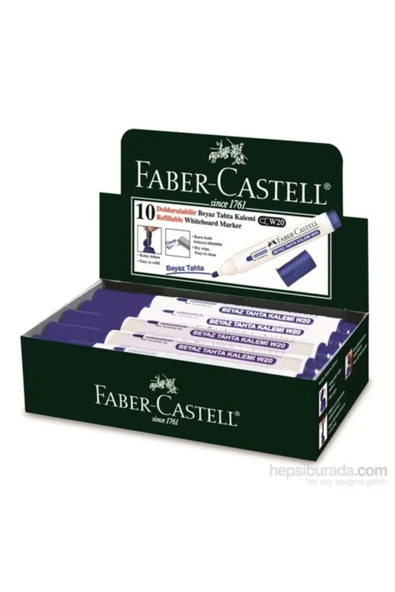Faber-Castell Beyaz Tahta Kalemi W20 Mavi, 10'lu ürün görseli 1
