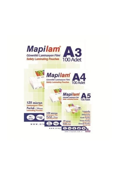 Mapilam 125 Mic. Parlak Laminasyon Filmi (A4) 100 LÜ  (  1  ADET  ) ürün görseli 1