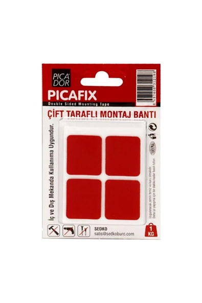Çift Taraflı Montaj Bandı Kare Kırmızı ürün görseli 1