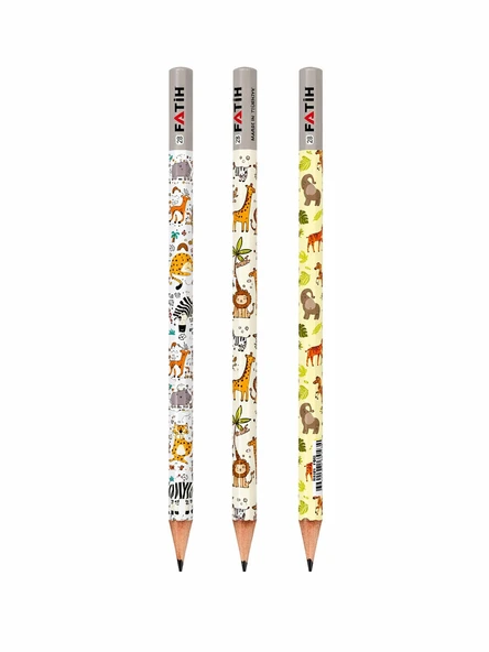 FATİH FUNNY SAFARİ DESENLİ KURŞUN KALEM 3 ADET ürün görseli 1