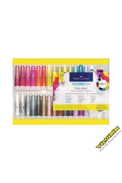 Gelatos 33 Renk Çevirmeli Mum Boya Crayons+spatula+fırça+desen Kalıpları+pallet Bıçak ürün görseli 1