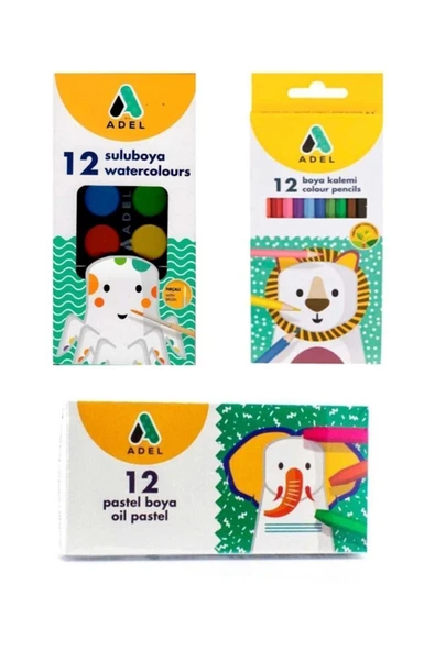 12li Pastel Boya  Kuru Boya  Sulu Boya Seti ürün görseli 1