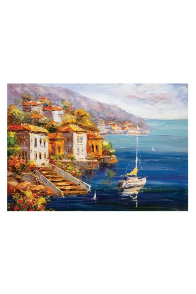 1000 Parça Puzzle 48x68 cm - SAHİLDE YELKENLİ ürün görseli 1