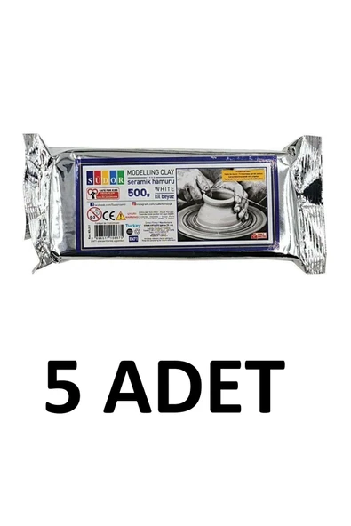 5 Adet Hava Ile Kuruyan Seramik Kil Hamuru 500 Gr Beyaz ürün görseli 1
