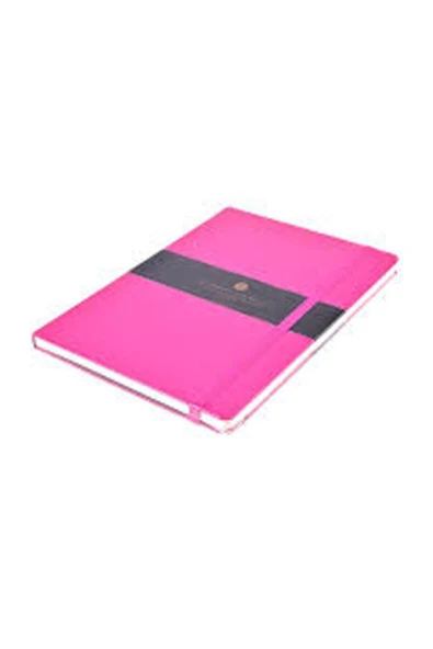 A6 80 Yaprak Çizgili Suni Deri Kapak Lastikli Fosforlu Sarı Defter ürün görseli 1