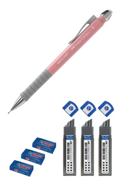 Faber Apollo 0.7 Uçlu Kalem Pembe + Faber Sınav Silgisi + Faber 0.7 Uç ürün görseli 1