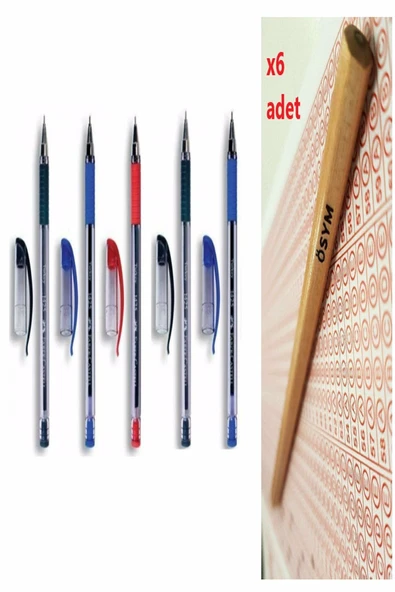 1425 Tükenmez Kalem 2 Siyah 2 Mavi 1 Kırmızı Tk & Faber-castell Natural Ösym Kurşun Kalemi 6"lı 2,5b ürün görseli 1