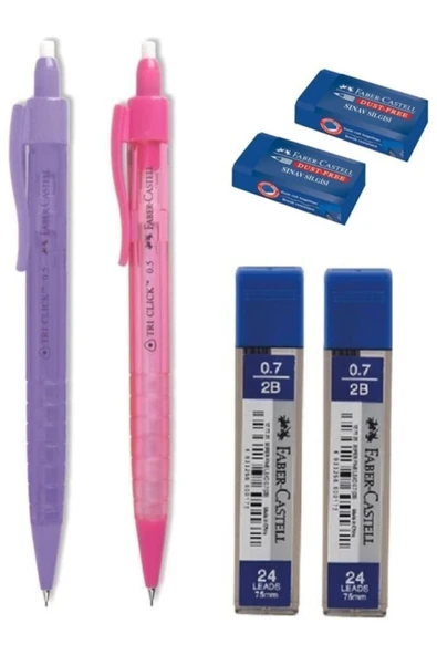 Faber-castell Tri Click Versatil Kalem 0.7 Mm 2'li Uç 0.7 Mm Sınav Silgi 2'li ürün görseli 1