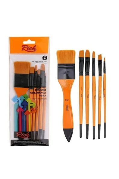 Set8 6 Lı Fırça Seti Resim Fırçası Akrilik Sulu Yağlı Guaj ürün görseli 1