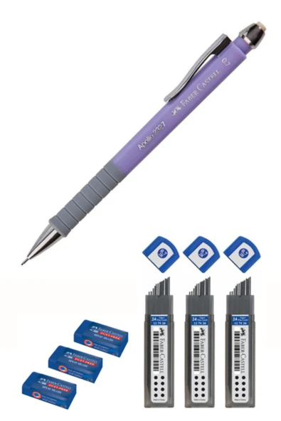 Faber Apollo 0.7 Uçlu Kalem Mor + Faber Sınav Silgisi + Faber 0.7 Uç ürün görseli 1