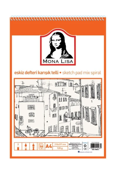 Mona Lisa Eskiz Defteri Karışık Telli A4 50 Yaprak ürün görseli 1