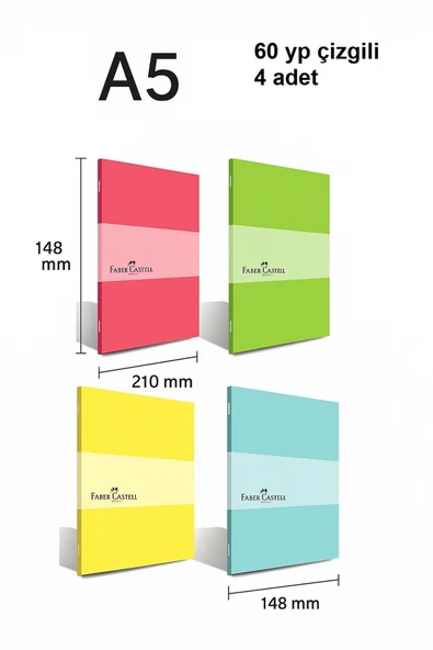 Pp Kapak Pastel Dikişli Defter 60 Yaprak Çizgili A5 ürün görseli 1