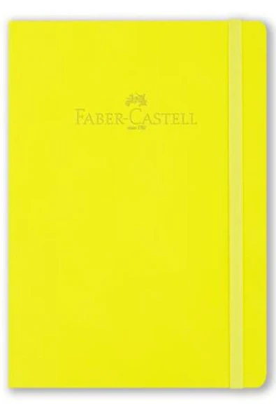 A6 80 Yaprak Çizgisiz Suni Deri Kapak Lastikli Fosforlu Sarı Defter ürün görseli 1