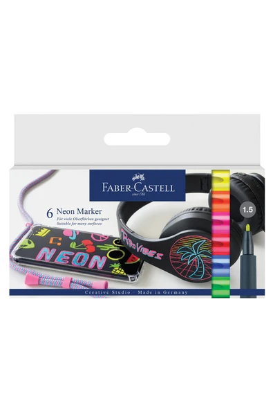Neon Markör 6'lı Set,Canlı Renkler, 1.5 mm Uç, Yüksek Kalite ürün görseli 1