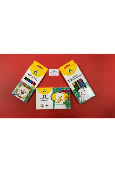 Boya Kalemi 12li + Sulu Boya 12li + Pastel Boya 12li Set ürün görseli 1