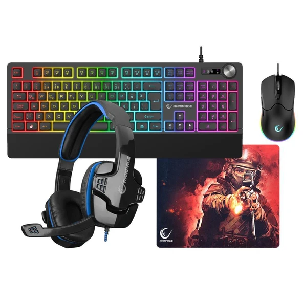 Rampage KM-9858 JAZZY V2 klv SN-R9 Kulkalık 30350 Mousepad bygamex 4 in 1 Oyuncu Seti ürün görseli 1