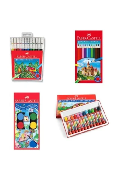 4'li Boya Seti (kuru Boya+sulu Boya+pastel Boya+keçeli Kalem) ürün görseli 1