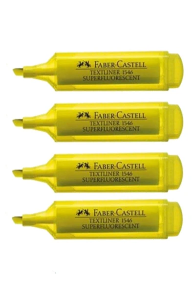 4lü Şeffaf Gövde Sarı Fosforlu Kalem Seti Set-0024 ürün görseli 1