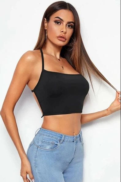 Kadın Modern Stil Siyah Belden Bağlamalı Şık Büstiyer ürün görseli 1