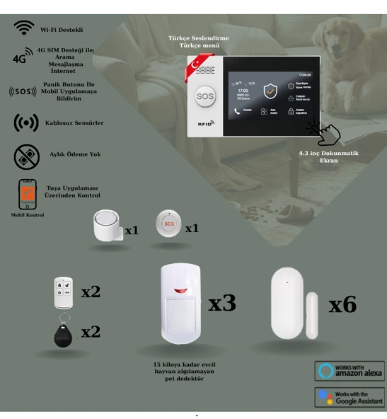 Pet Uyumlu Obiem Akıllı Güvenlik Alarm Sistemi Ev ve Iş Yeri Standart Set ürün görseli 1