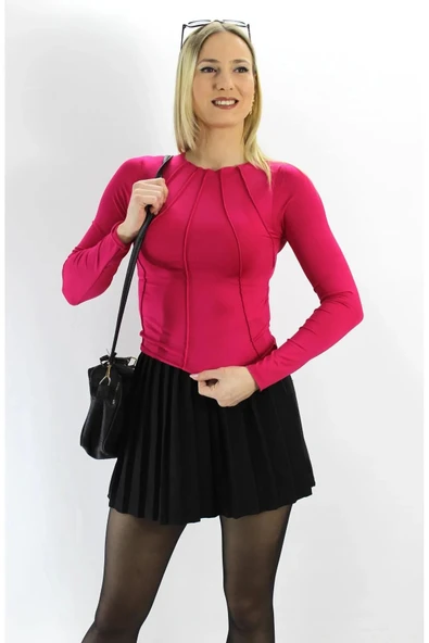 Kadın Modern Stil Parçalı Micro Fuşya Body ürün görseli 1