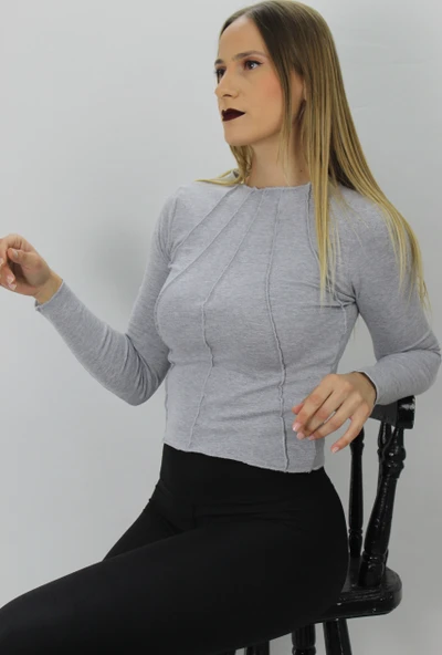 Kadın Modern Stil Çimalı Gri Body - Resim 4