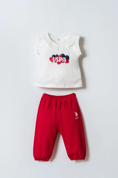 U.S. Polo Assn Kız Bebek  2'li Takım Beyaz ürün görseli 1