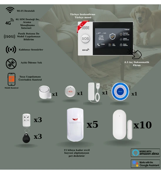 Pet Uyumlu Akıllı Güvenlik Alarm Sistemi Ev ve Iş Yeri Ekstra Plus ürün görseli 1