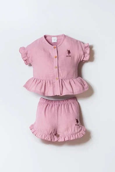 U.S. Polo Assn Kız Bebek  2'li Takım Lila ürün görseli 1