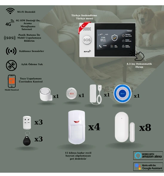Pet Uyumlu Obiem Akıllı Güvenlik Alarm Sistemi Ev ve Iş Yeri Orta Plus ürün görseli 1