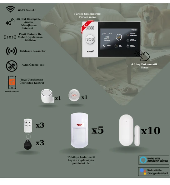 Pet Uyumlu Obiem Akıllı Güvenlik Alarm Sistemi Ev ve Iş Yeri Ekstra Set ürün görseli 1