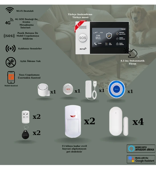 Pet Uyumlu Obiem Akıllı Güvenlik Alarm Sistemi Ev ve Iş Yeri Giriş Plus Set ürün görseli 1
