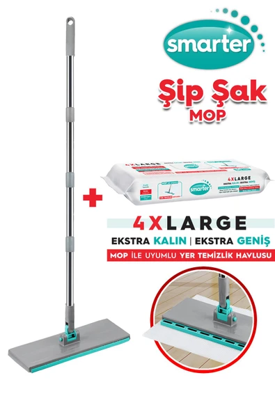 SMARTER Yeni Şip Şak Mop + Yer Havlusu Otomatik El Değmeden Tüm Bezlerle Uyumlu Temizlik Seti Paspas ürün görseli 1